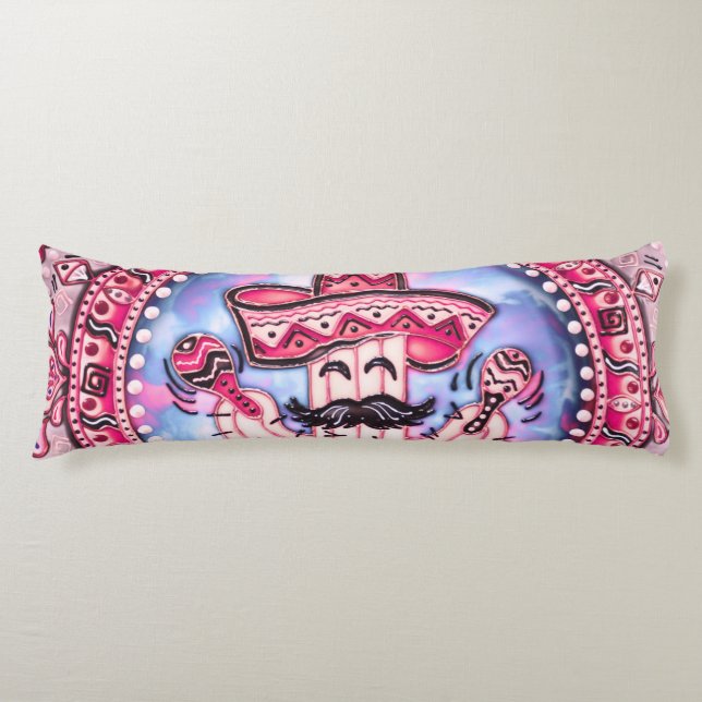 Cojín Fiesta mexicana Cinco de Mayo Azul rosa (Anverso)