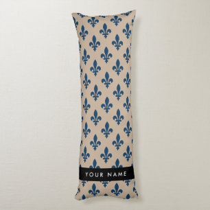 Cojín Fleur de Lis, Azul Marino sobre Beige, Real, Tu No