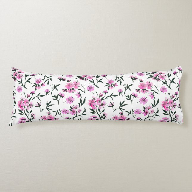 Cojín Flor de cerezo blanco en blanco (Anverso)