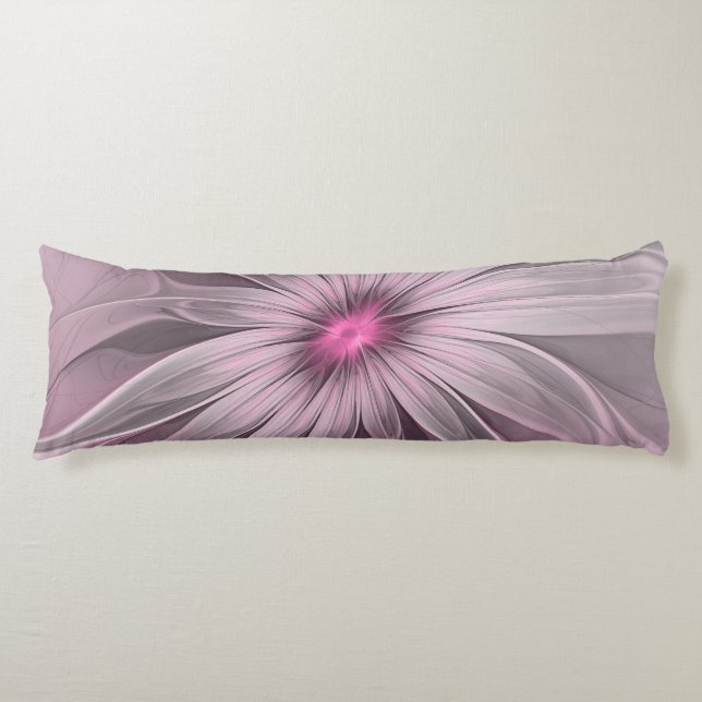 Cojín Flor de fantasía Abstracto Plum Floral Fractal Art (Anverso)