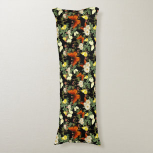 Cojín Flor de manzana y mariposas fondo negro