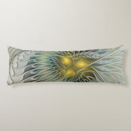 Cojín Flor dorada Fantasía arte fractal abstracto