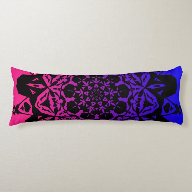 Cojín flor rosa y morada de Mandala (Anverso)