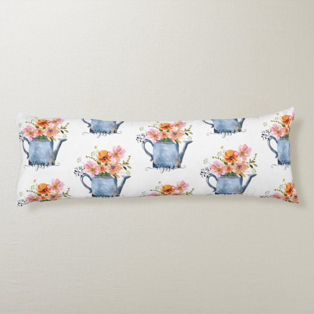 Cojín Floral acuática pintada a mano (Reverso)
