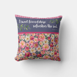 cojín floral de bonito con verso biblial