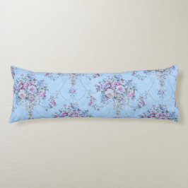 Cojín Floral de estilo victoriano azul blanco francés