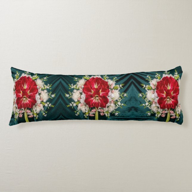 Cojín Floral lujosa Red Amaryllis (Anverso)