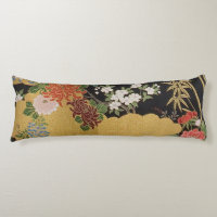 Floral tradicional japonesa de kimono negro y dora