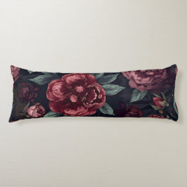 Cojín Florales Malhumorados Patrón Acuarela Rojo Oscuro
