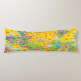 Cojín Flores amarillas y rojas bonito con azul turquesa