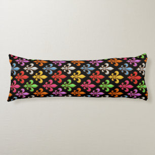 Cojín Flores Coloridas y Negras en forma de Fleur-de-lis