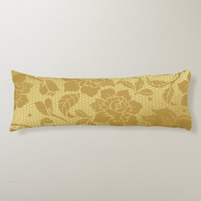 Cojín Flores de Honeycomb dorado Floral Elegante (Anverso)