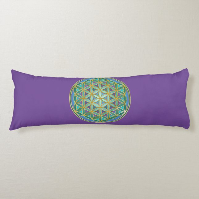 Cojín FLORES DE LA VIDA - Diseño de Geometrias Sagradas  (Anverso)