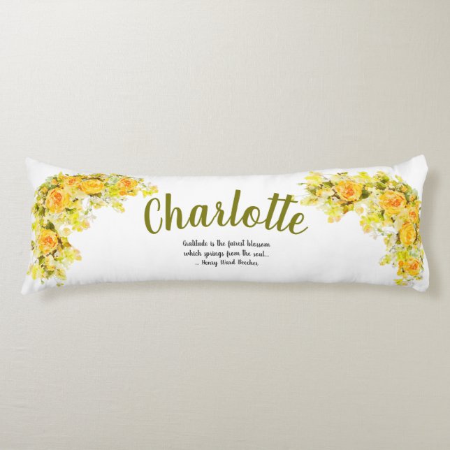 Cojín Flores elegantes amarillas y naranjas (Anverso)