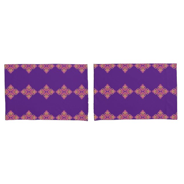 Cojín Flores en funda de almohada morada (Anverso - Set)
