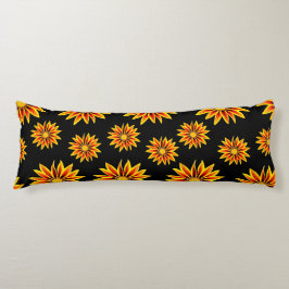Cojín Flores Gazania Naranja Rojo Beso Llama Dorada