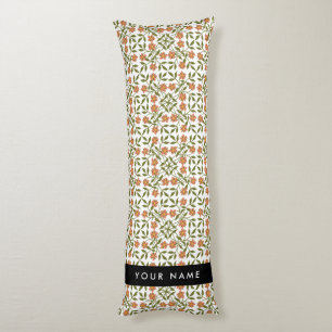 Cojín Flores naranjas, Patrón Floral, Boho, Su Nombre