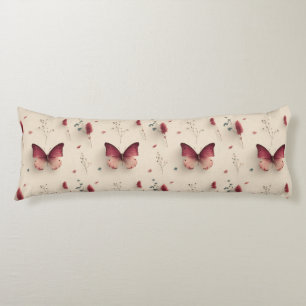 Cojín Flores primaverales vintage y mariposa sonrosada