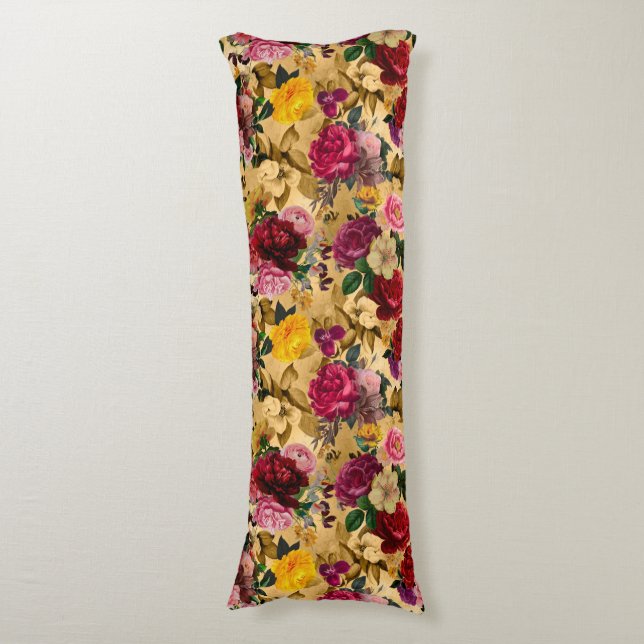 Cojín Flores rosa elegantes amarillas (Frente vertical)