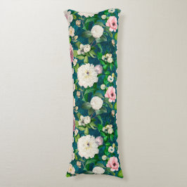 Cojín Flores rosa floridas y elegantes de color verde