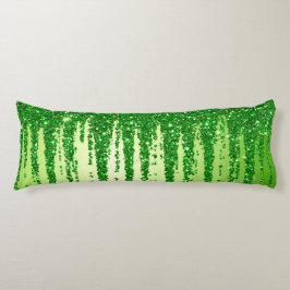 Cojín Fondo de goteo de purpurina verde con destellos