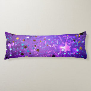 Cojín Fondo de papel de aluminio púrpura con estrellas