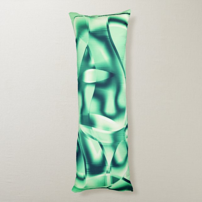 Cojín Formas verdes curvadas de tonos acrílicos y de men (Atrás (Vertical))