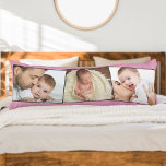 Cojín Foto de bebé ZigZag Imagen personalizada<br><div class="desc">Crea tu propia almohada corporal con 3 de tus fotos favoritas de bebé. La plantilla de la foto está configurada para crear el collage de fotos en un sutil montaje de zigzag. Las fotos se muestran en formato horizontal y se enmarcan con un borde gris estrecho. También puede añadir el...</div>