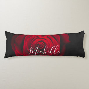 Cojín Fotografía de la cosecha de rosa rojo monograma pe