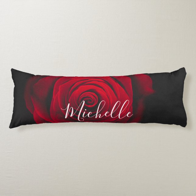 Cojín Fotografía de la cosecha de rosa rojo monograma pe (Anverso)