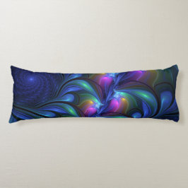 Cojín Fractal verde rosa azul luminoso colorido abstract