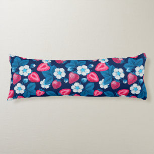 Cojín Fresas rosas en azul