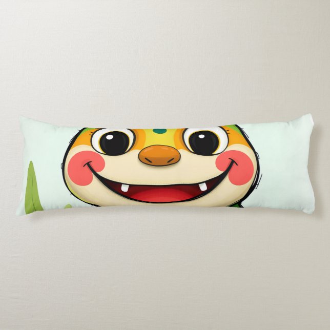 Cojín „Fröhlicher Dschungeldrache – Bunt und Glücklich“ (Anverso)