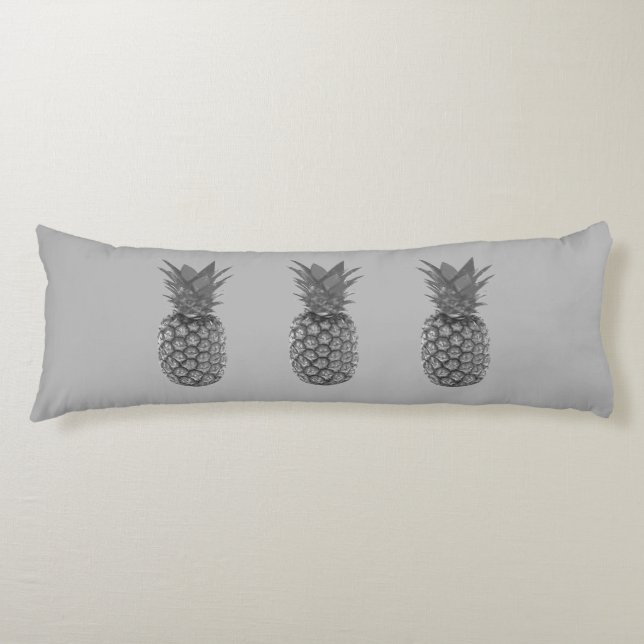 Cojín Frutas de piña sobre gris plateado claro (Anverso)