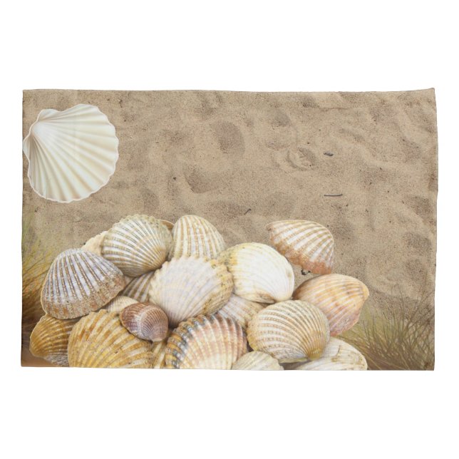 Cojín Funda de almohada Almejas de playa de arena Piedra (Reverso)