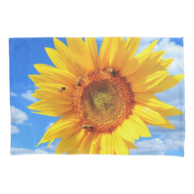 Cojín Funda de almohada amarilla de girasol (Anverso)