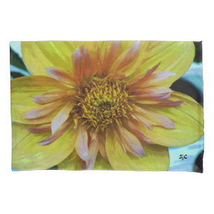 Cojín Funda de almohada amarilla de la dalia