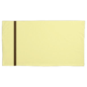 Cojín Funda de Almohada Amarillo Pálido con Ribete Marró
