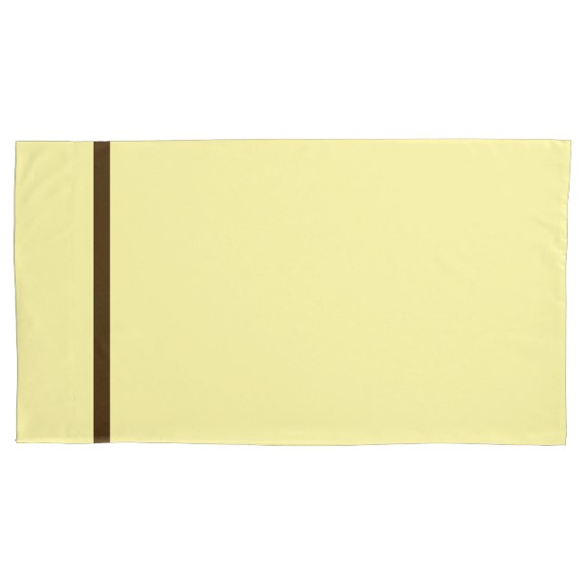 Cojín Funda de Almohada Amarillo Pálido con Ribete Marró (Anverso-izquierdo)