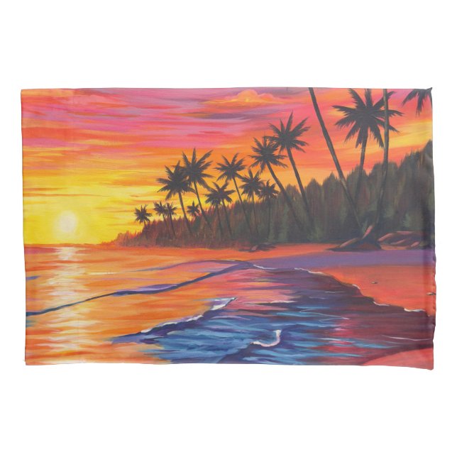 Cojín Funda de almohada Atardecer Tropical (Anverso)