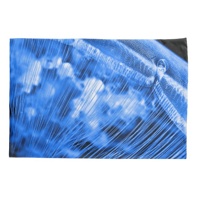 Cojín Funda de almohada azul de la luna (Reverso)