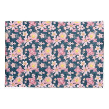 Funda de almohada azul de la Marina de Nieve Flora