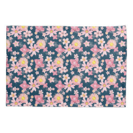 Cojín Funda de almohada azul de la Marina de Nieve Flora