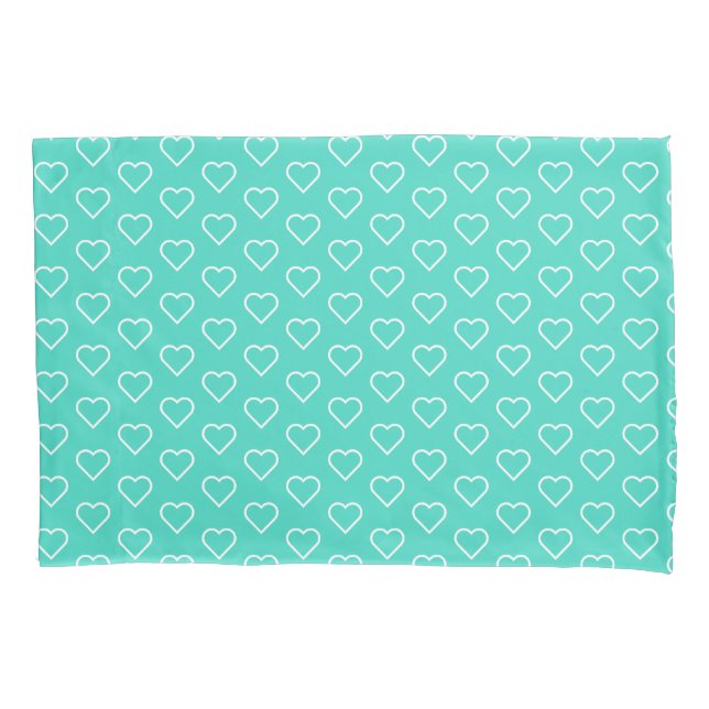 Cojín Funda de almohada azul verde azulada con corazón o (Anverso)