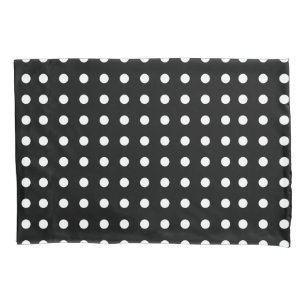 Cojín Funda de almohada blanco y negro del lunar