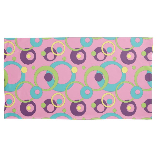 Cojín Funda de Almohada Círculos Rosados Funky (Anverso)