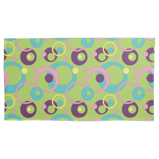 Cojín Funda de Almohada Círculos Verdes Funky (Anverso)