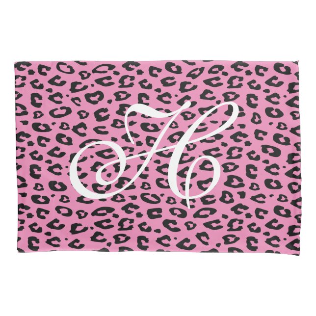 Cojín Funda de almohada con estampado de leopardo rosa y (Anverso)