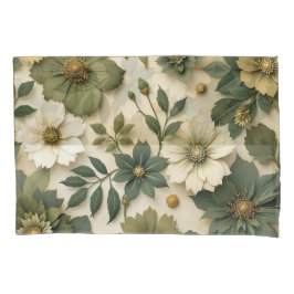 Cojín Funda de almohada con flores verdes