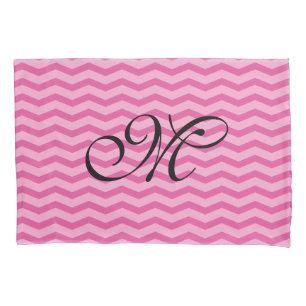 Cojín Funda de almohada con monograma rosada del modelo